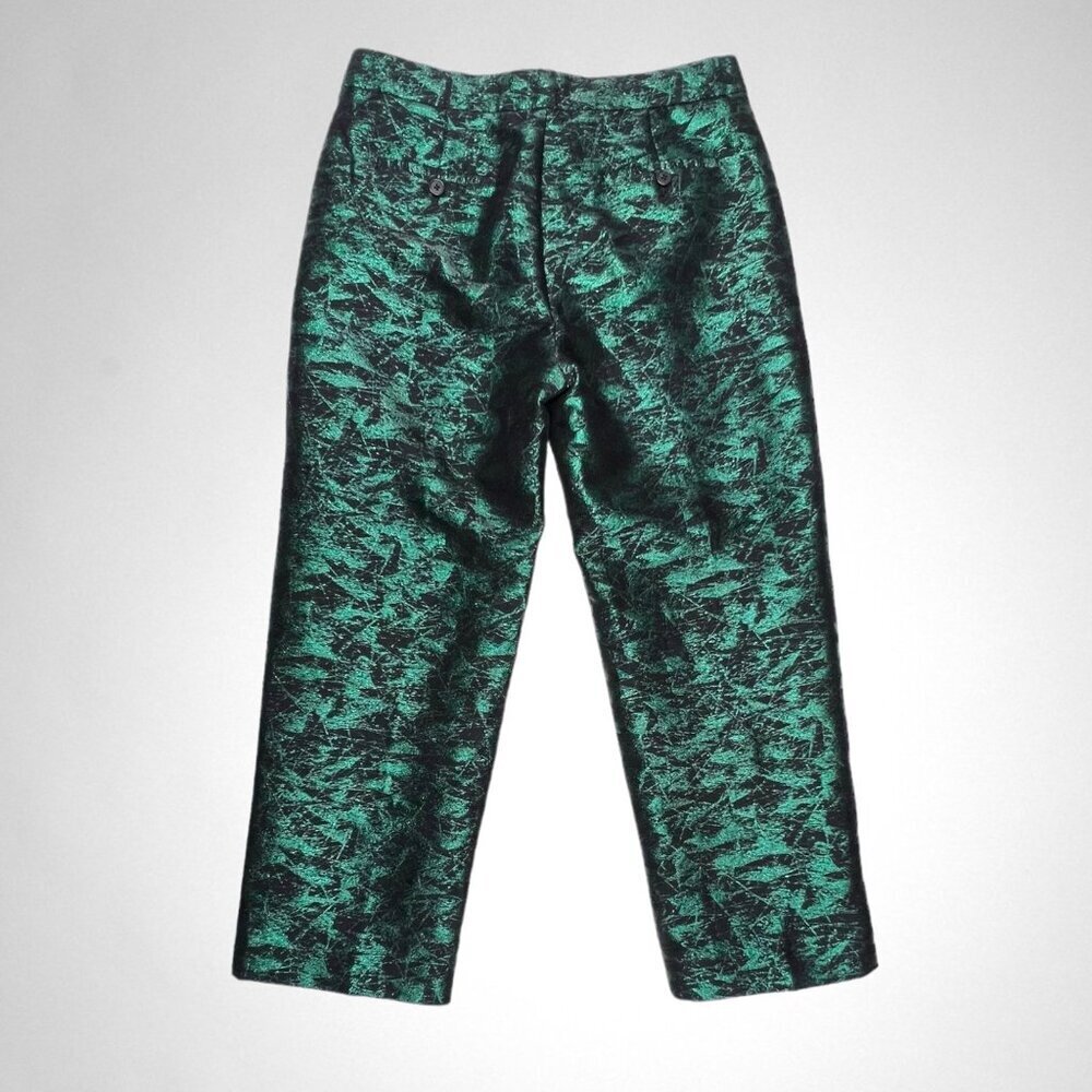 J. CREW 4 Evergreen Jacquard Metallic Cropped Straight Pants Dressy Holidays - Picture 3 of 11